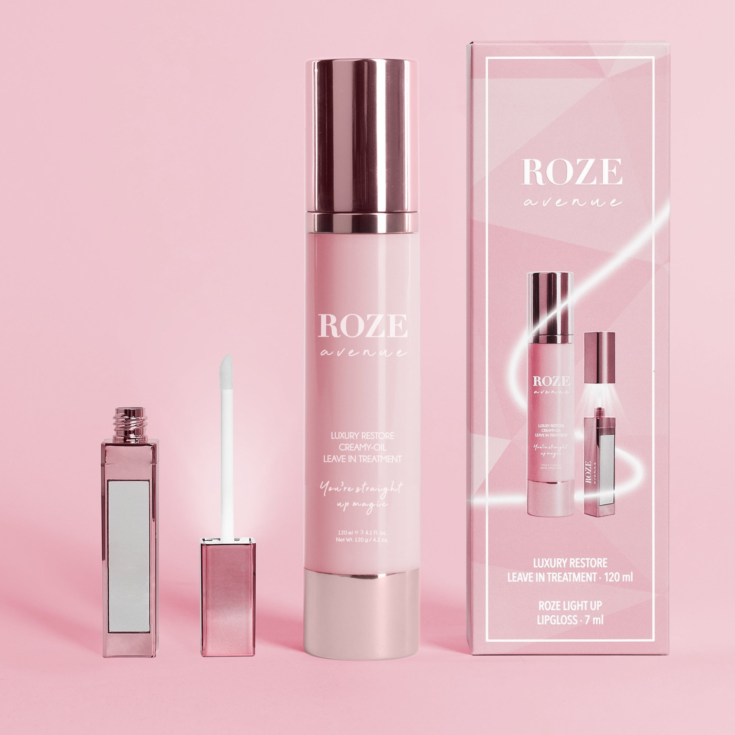 Roze Avenue - Rinkinys: atstatomoji plaukų kaukė + lūpų blizgesys