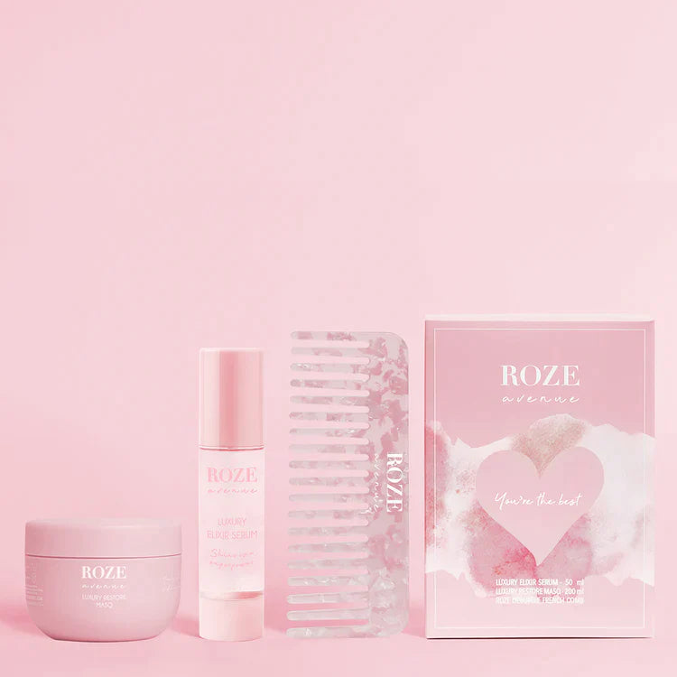 Roze Avenue - Rinkinys: kaukė + aliejus + plaukų šukos