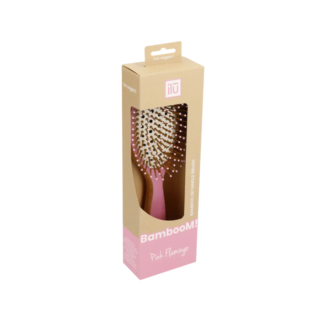 ILU BambooM! Bambukinis plaukų šepetys Pink Flamingo