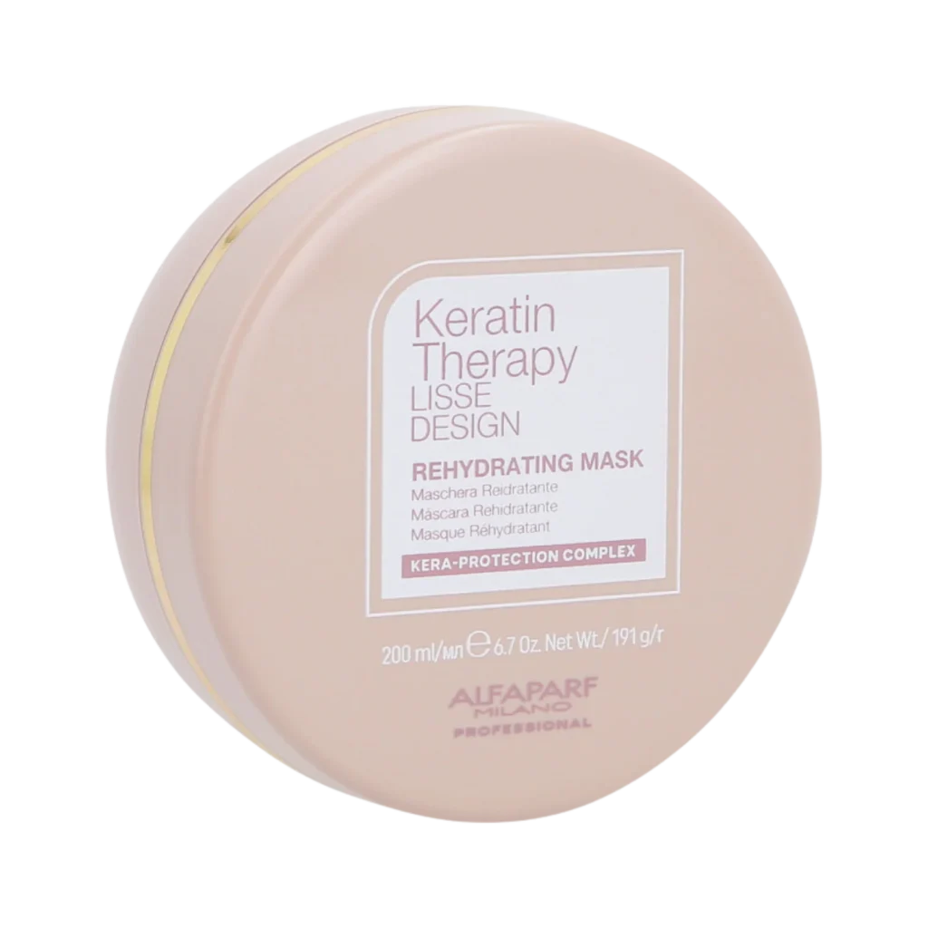 Alfaparf Keratin Therapy Lisse Design Drėkinamoji kaukė po plaukų tiesinimo procedūros 200ml